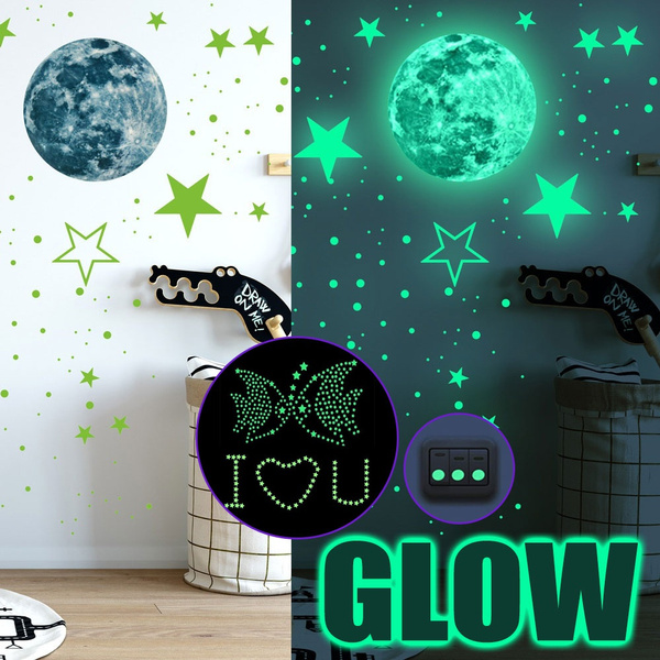Glow In The Dark Luminous Stars And Moon Planet Space Wall Stickers Decal Decor 