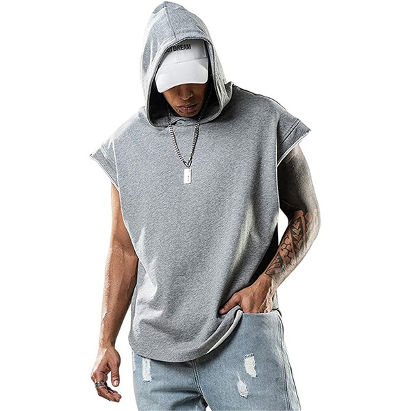 Men's sleeveless pullover training hoodie hot sale