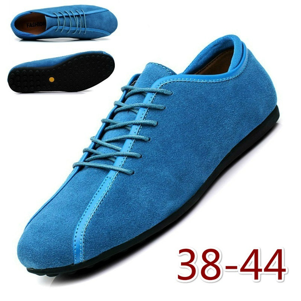 Men Lace Up Casual Shoes Suede Leather Walking Shoes Genuine Leather ...