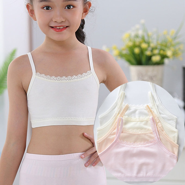4 Colors Girls Student Half Body Wrapped Chest Underwear Lace Breathable  Vest Teenage Training Bra Puberty 8-15 Years Old