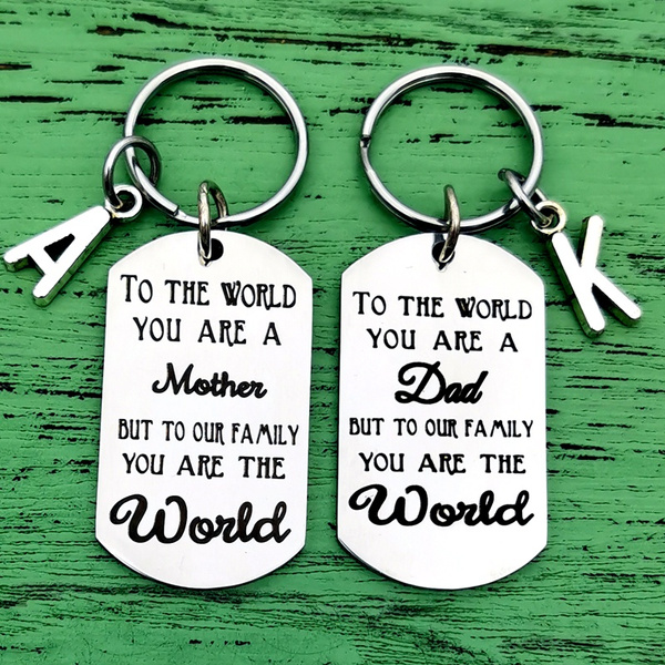 Gifts Mom Dad Keyring Mother Father Son Daughter Key Chain Stainless Steel Xmas