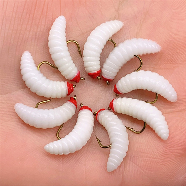 5/10/30Pieces Maggot Fly Fishing Wet Trout Flies Worm Bait for Trout Carp  Perch Fishing Fly Insect Lures