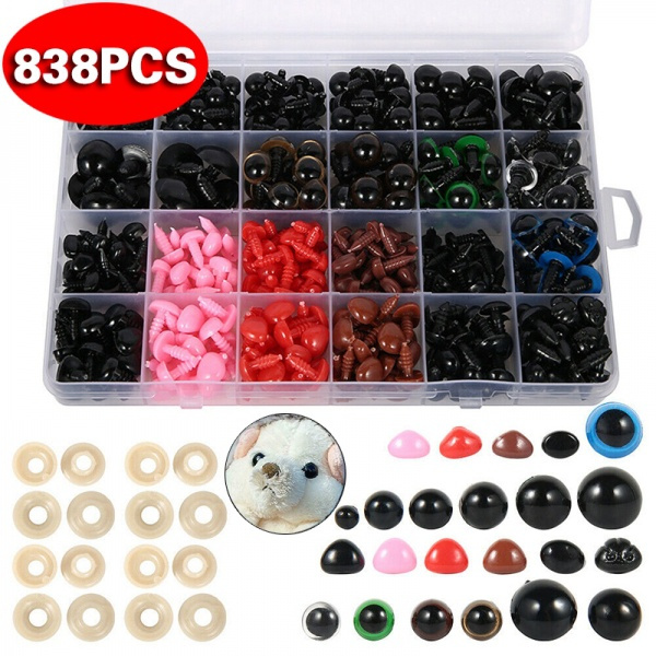 838Pcs Colorful Plastic Safety Eyes and Noses For Toy Wish