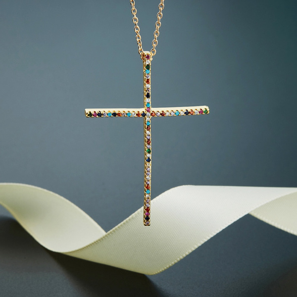 Rainbow cross store pendant