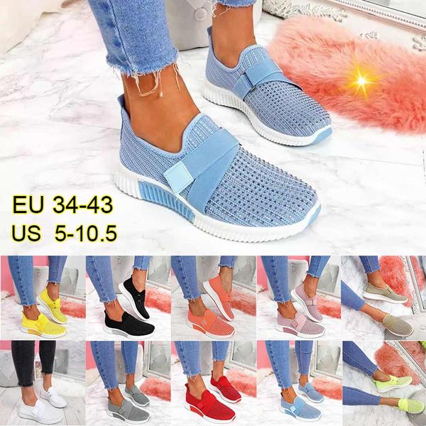 Zapatillas deportivas para caminar transpirables y cómodas para mujer-Azul 