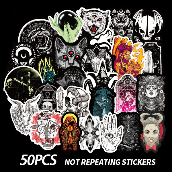 Black White Punk Goth Fashion Horror Graffiti Stickers For