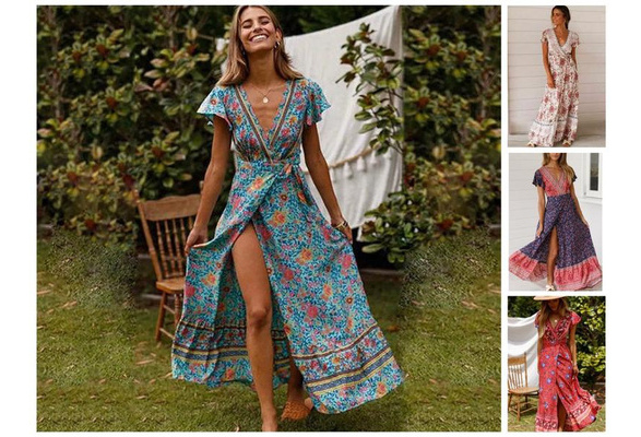 Boho Dress, Boho Summer Dress for Women, Bohemian Dress, Maxi Boho Dress,  Boho Print Dress, Tribal Hippie Dress, Floral Fashion Dress