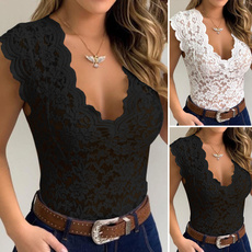 Summer, Lace, slim, sexyblouse