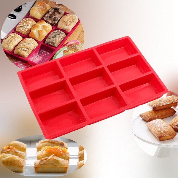 Rectangle 9 Cup Mini Cake Loaf Pan Food Grade Silicone Mold Handmade Soap  Chocolate Mould Baking Supplies