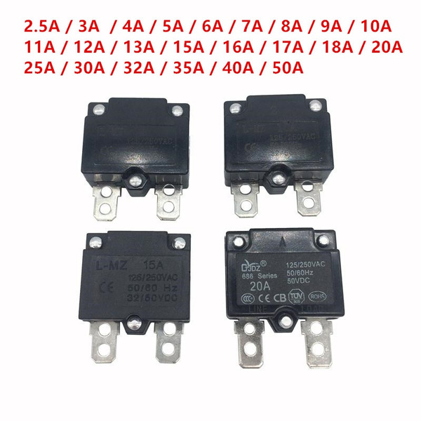 DIY 7A 10A 15A Automatic Reset Relay Fuse Therma Switch Circuit Breaker Current Overload