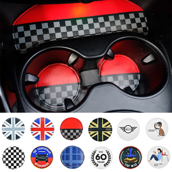 Union Jack Checkered Silicone Cup Holder Coaster For MINI Cooper – 1pc, Soft Rubber, Custom Fit
