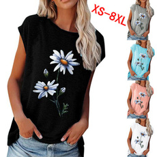 Summer, womens top, printed shirts, Plus size top