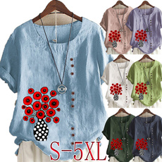 Summer, Plus Size, Women Blouse, short sleeves