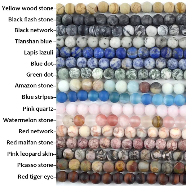 Matte Natural Gemstone Beads Round Frosted .