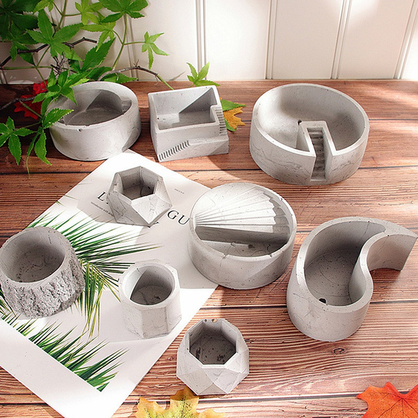 11 Styles Silicone Plant Pot Molds Form Arts Craft Polygonal Casting