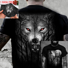 Mens T Shirt, Fashion, forestwolf, wolfprintedshirt
