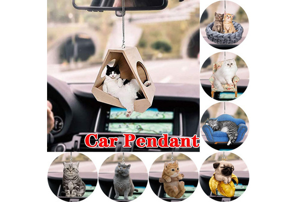 Veki Cat Car Pendant Ornament Cute 2PCS Hanging Mirror Rearview Decoration  Hangs Cute Things for Car