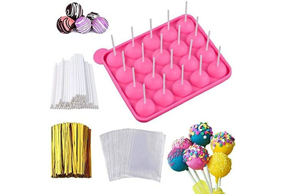 BetterJonny Cake Pop Maker Set, Silicone Lollipop Mold Kit with Lollipop Sticks, Treat Bags, Gold Twist Ties for Cake Pop, Lollipop, Candy, Chocolate