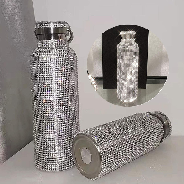 Diamond Water Bottle, Stainless Steel Insulated Water Bottle 12/17/25oz,  Glitter Water Bottles for Women