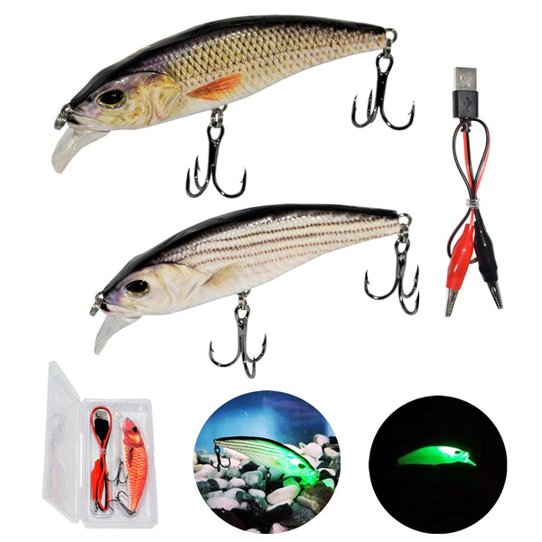 3.8/9.6cm Electric Fishing Lures Bait USB Rechargeable LED Light