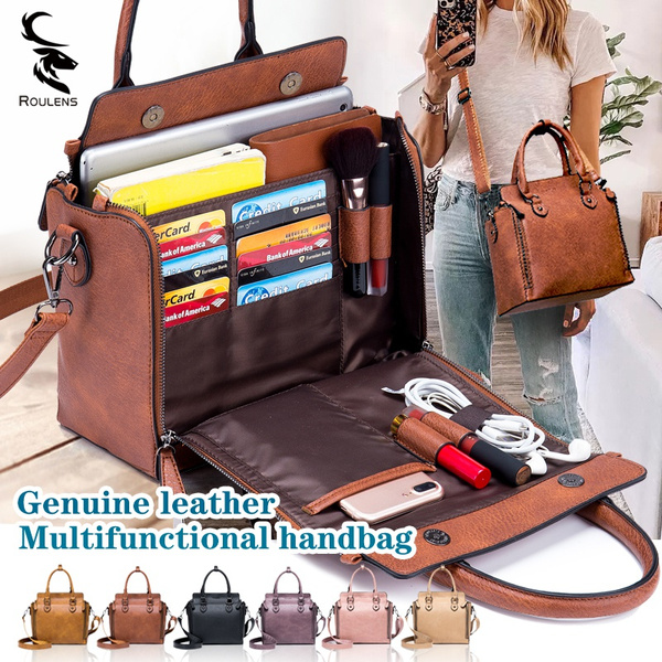 Crossbody Bag for Women Genuine Leather Wide Strap Shoulder Bag