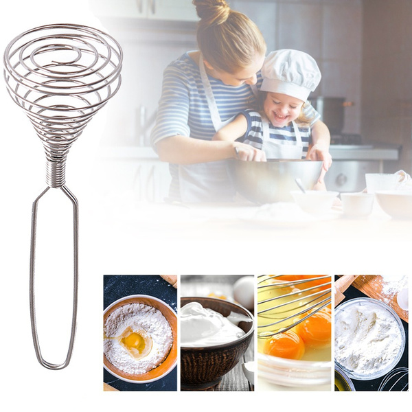 Stainless Steal Spring Egg Whisk Handheld Coil Egg Beater Elastic Spiral  Cooking Tool 