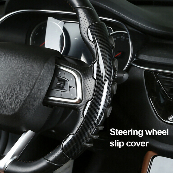 2x Carbon Fiber Universal Car Steering Wheel Booster Cover Non-Slip Accessories 
