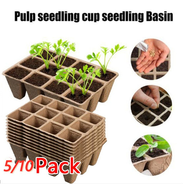 12 Holes Peat Pots Starter Trays Garden Plant Nursery Box Organic Biodegradable Seedling Pots