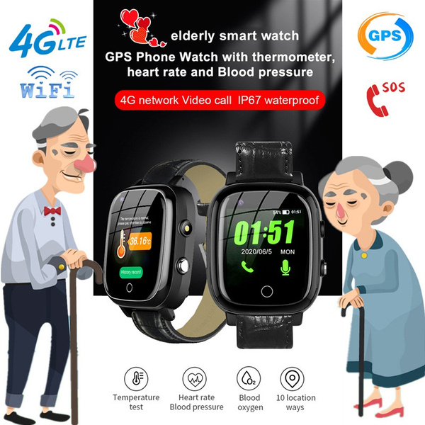 4G Elderly smart watch Smartwatch Heart Rate GPS WIFI Position Track ...