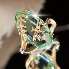 dragon fly, transparentolivegemstone, wedding ring, gold