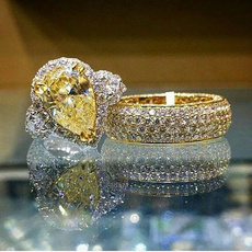 Beautiful, Sterling, Engagement Wedding Ring Set, yellowtopazring