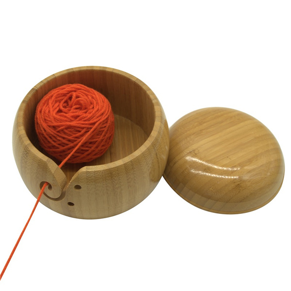 3 Size Wooden Yarn Bowl Crochet Knitting Storage Bowl Natural Grain  Handmade Yarn Holder Bowl Wool Needlework Accessory
