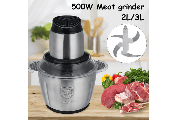 Household 2L 500W Stainless Steel Double Speed Meat Grinder Food Processor  Electric Chopper Meat Grinder