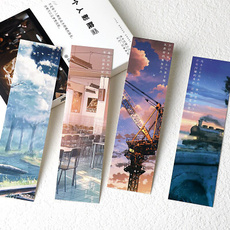 messagecardstationerygift, creativebookmarker, skycloudlandscape, japanesestyleillustration