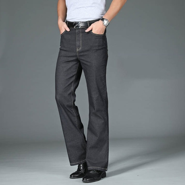 Men Bell Bottom Jeans Stretch Vintage 60s 70s Flared Denim Pants Slim Fit  Bootcut Trousers Black | Wish