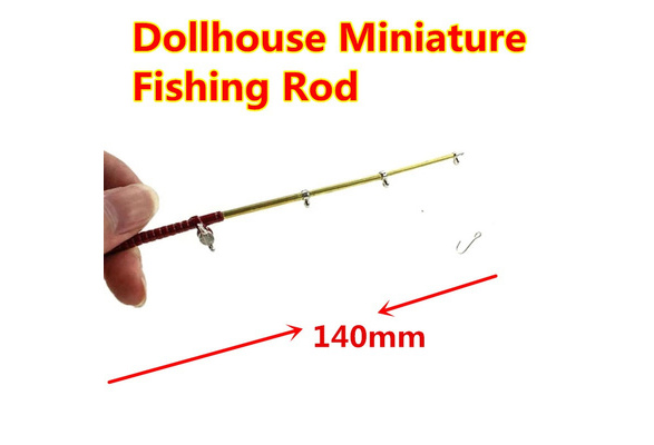 Newest Mini Dollhouse Dolls House Decoration Miniature Fishing Rod Fishing  Pole Dollhouse Accessories
