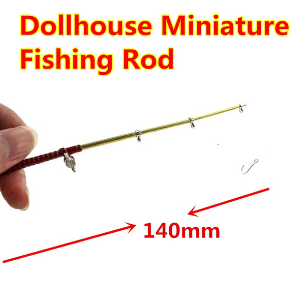 Newest Mini Dollhouse Dolls House Decoration Miniature Fishing Rod Fishing  Pole Dollhouse Accessories