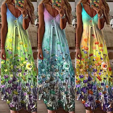 Summer, Fashion, Sling, flower print dress