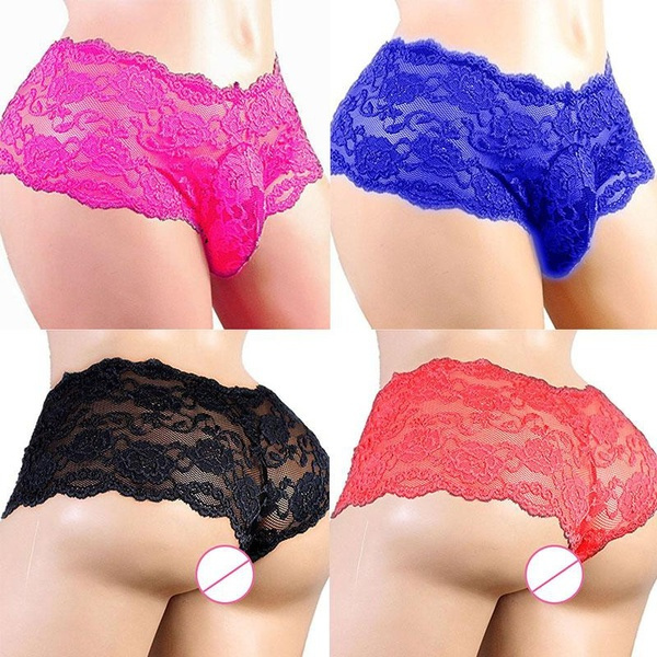 Lace Sissy Pouch Panties Sexy See Through Lingerie Men Brief Underwear  Softy Lace Male Underpants Panties