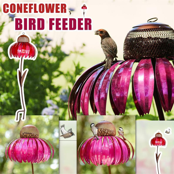 Creative Sensation Coneflower Bird Feeder Outdoor Garden Yard Decoration