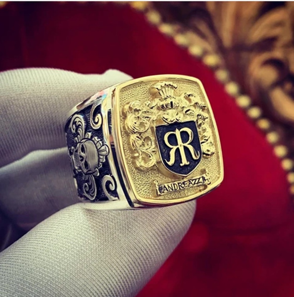18ct Yellow Gold Initial R Oval Signet Ring - Small Size - Vintage