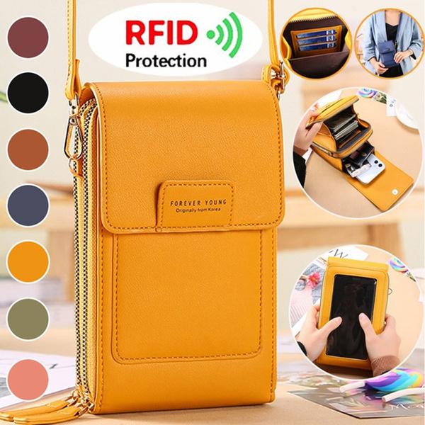 Touch screen waterproof online leather crossbody phone bag