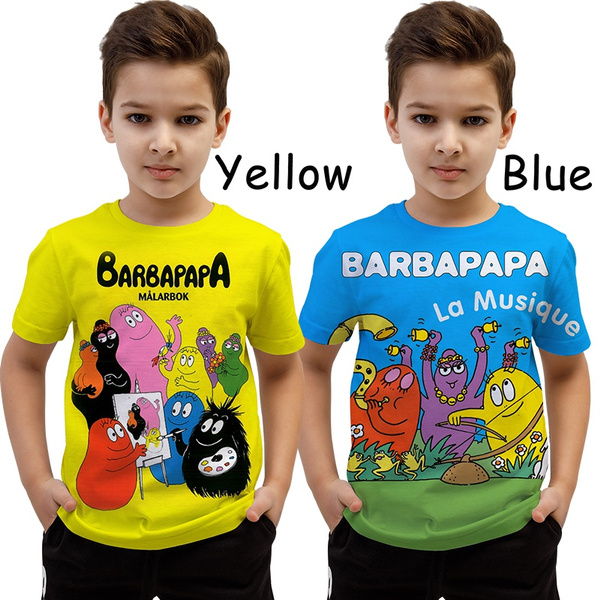 3D Cartoon Cute Barbapapa Funny Children s T Shirts Boys Girls Summer Tops Tees Kids Casual Clothes