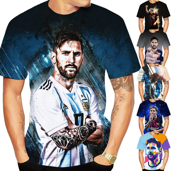 3D printed Lionel Messi Men s T Shirt Summer Fashion T Shirt Football Sports Shirt