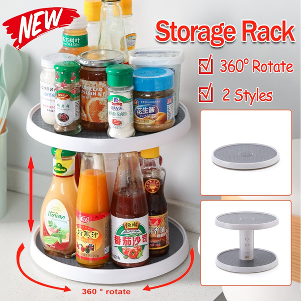 360 Degree Rotate Turntable Spice Rack Kitchen Spice Bottle Rack 2