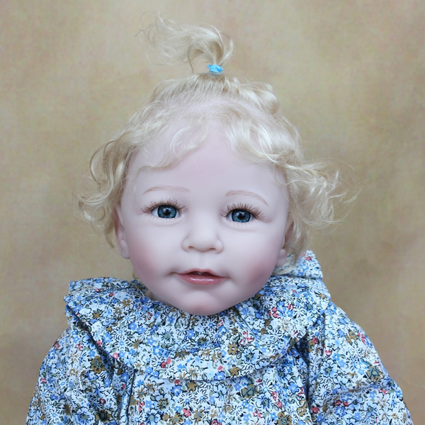 55cm Soft Silicone Reborn Baby Rooted Blonde Hair Girl Doll Cloth Body ...