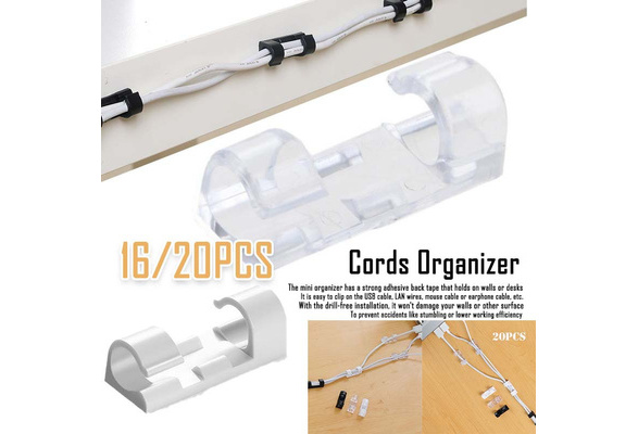 5/20PCS Self Stick Wire Organizer Line Cable Buckle Clips Clamp Table Wall  Fixer Fastener Holder on Data Telephone Line Winder