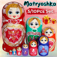 Wooden Russian Nesting Dolls Traditional Matryoshka Wishing Doll Set Gifts