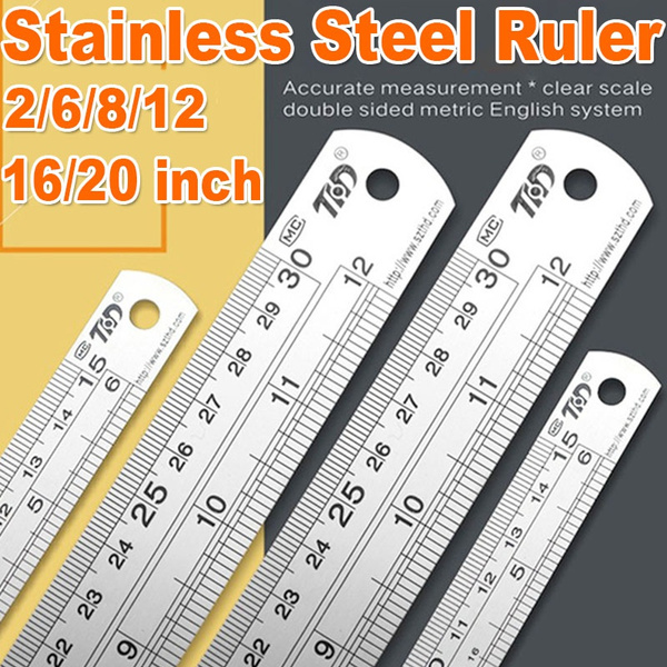 1PC Metric and Imperial Scale Stainless Steel Ruler Double-sided 2