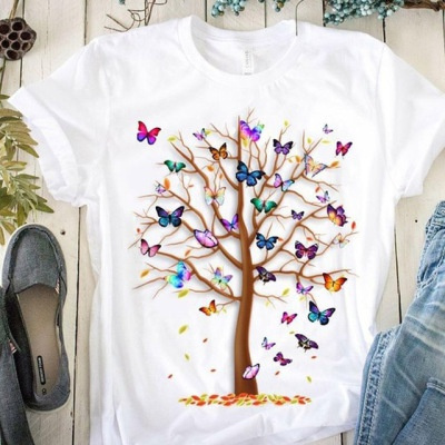 Women Graphic Tees Shirts Tree Life Print Spiritual Tshirt Natural Plants Causal Tops